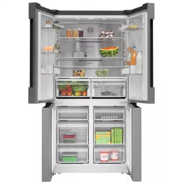 Bosch KFN96APEA MultiDoor hűtőszekrény, szálcsiszolt acél (ujjlenyomat-mentes), nofrost, vitafresh, bigbox, 183 cm, 405/200 l