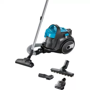 Bosch BGS05X240 porzsák nélküli porszívó, türkizkék, mini airturbo szívófej, pureair szűrő, aircycle, hispin motor, 2 az 1-ben tartozék