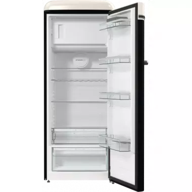 Gorenje OBRB615DBK VW Retro Bulli hűtőszekrény, fekete, 152.5 cm, 225/22 l, belső fagyasztórekesz, frostless, freshzone, gyorshűtés, led világítás