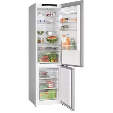 Bosch KGN392LDF alulfagyasztós kombinált hűtőszekrény, szálcsiszolt acél színű, 203 cm, 260/103 l, nofrost, vitafresh, multi airflow, 60 cm széles