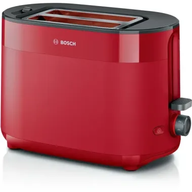Bosch TAT2M124 kenyérpirító, vörös, kiolvasztás, melegítés, 950 w